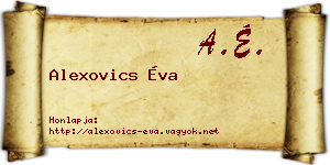 Alexovics Éva névjegykártya